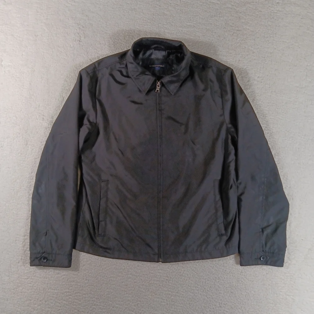 Banana Republic Jacket Mens Medium Black Harrington Bomber Performance Golf